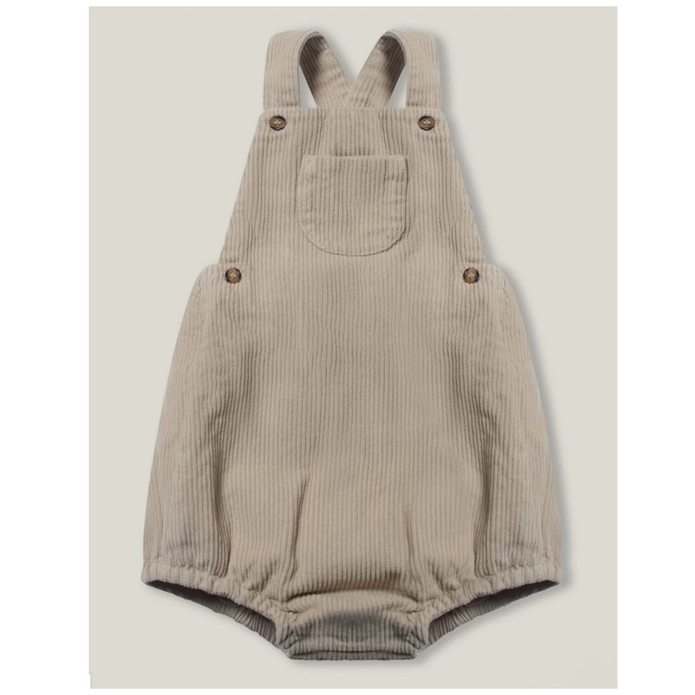 The Simple Folk | Cowgirl Prairie Corduroy Bloomer Romper Oatmeal | 8/9 (Girls)